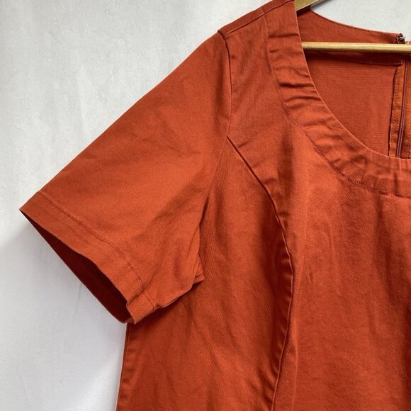 Jessica London Short Sleeve Scoop Neck Tunic Midi Dress Women 22W Rust Back Zip - Picture 16 of 16